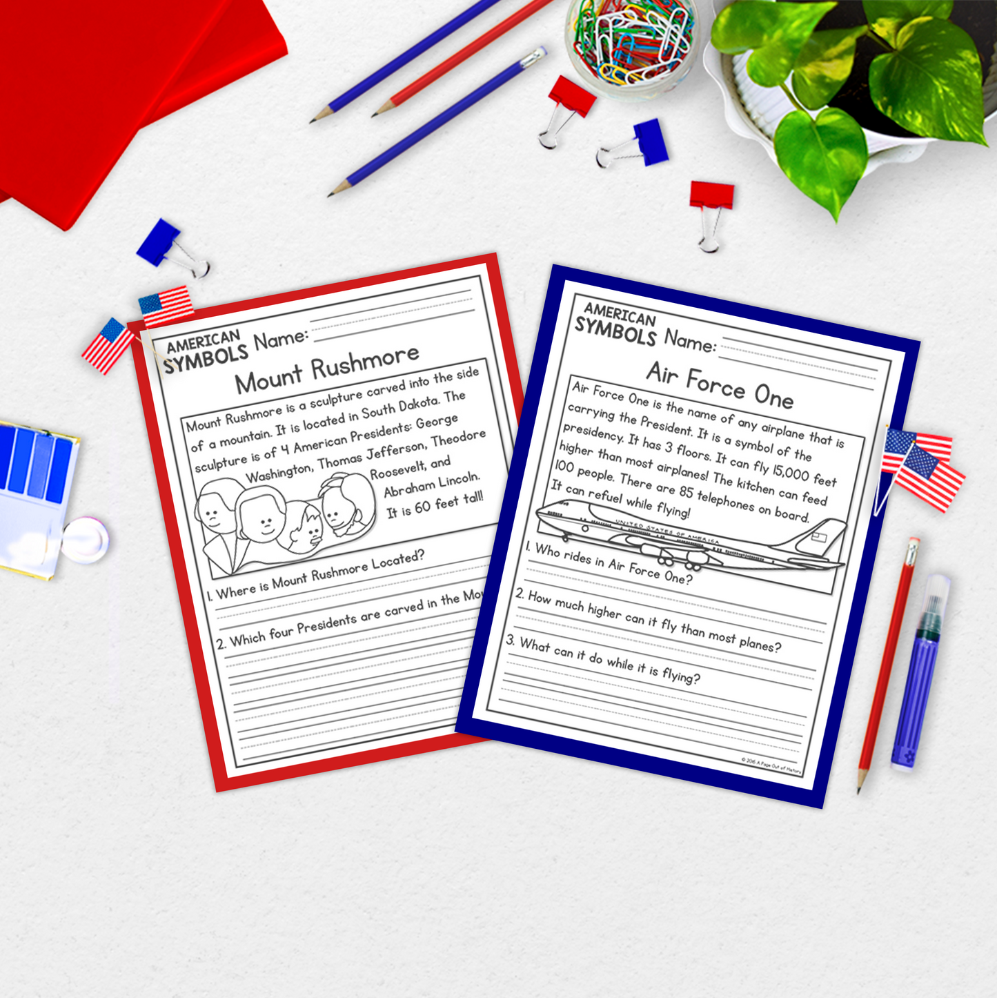 US Symbols Reading Comprehension Passages + Questions
