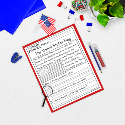 US Symbols Reading Comprehension Passages + Questions