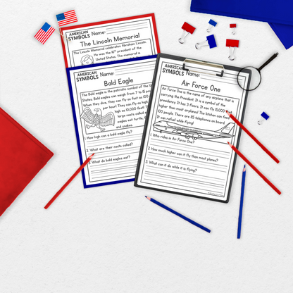 US Symbols Reading Comprehension Passages + Questions
