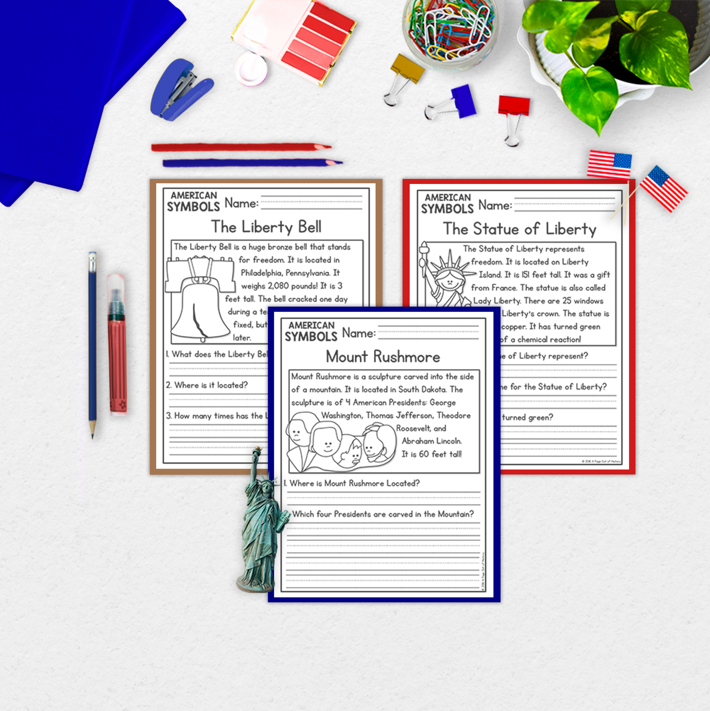 US Symbols Reading Comprehension Passages + Questions