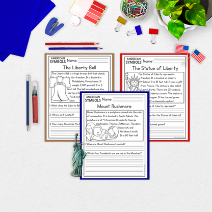 US Symbols Reading Comprehension Passages + Questions