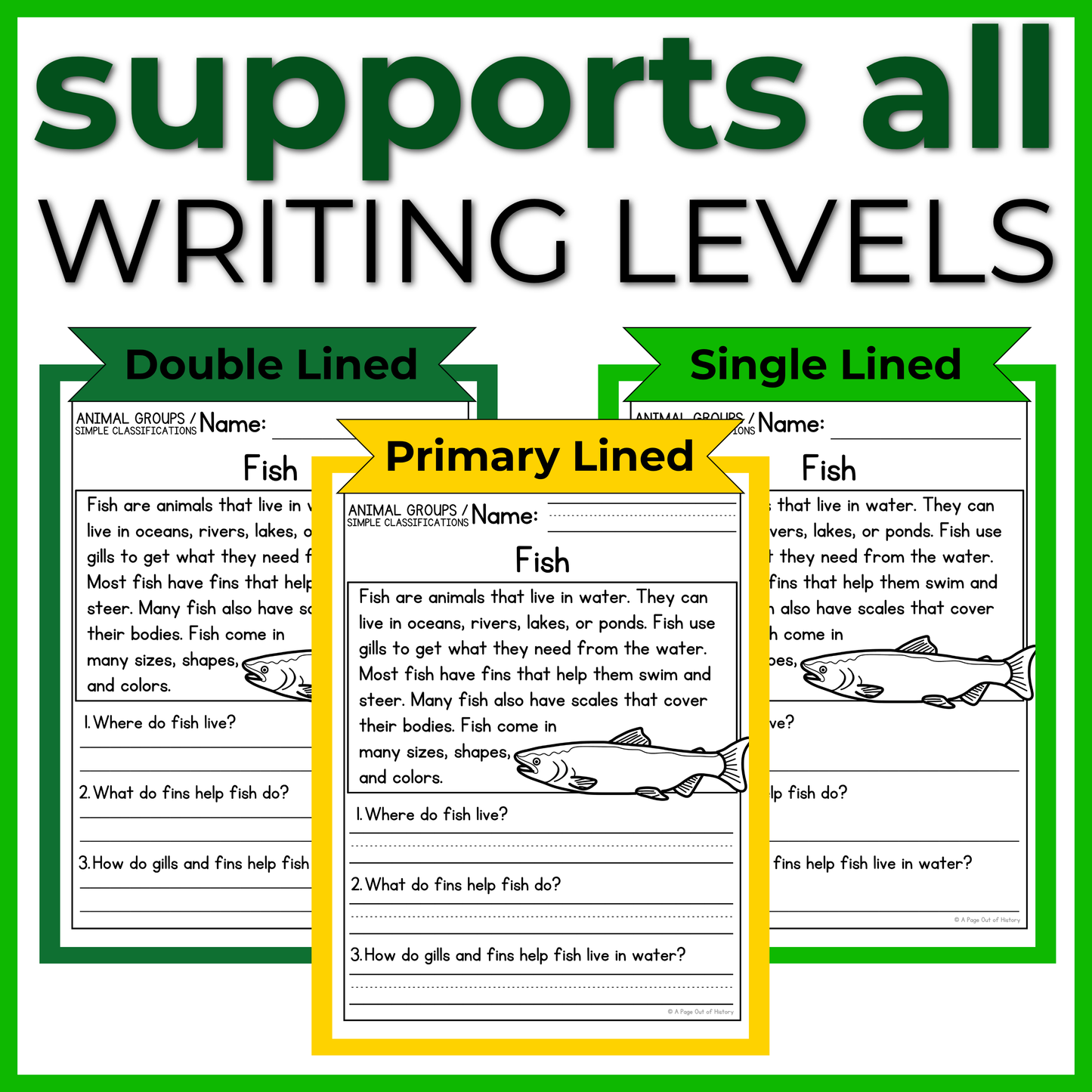 Animal Groups / Simple Classifications Reading Comprehension Passages + Questions