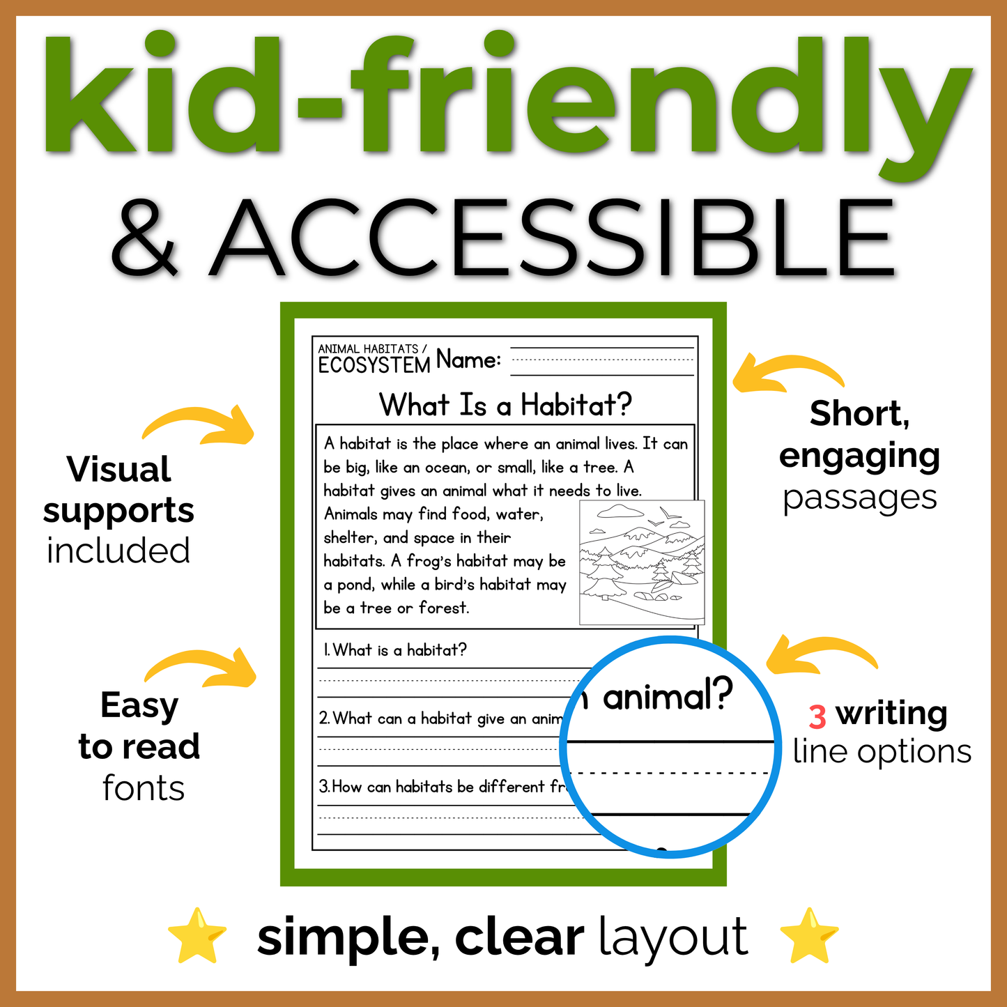 Animal Habitats & Ecosystems Reading Comprehension Passages + Questions