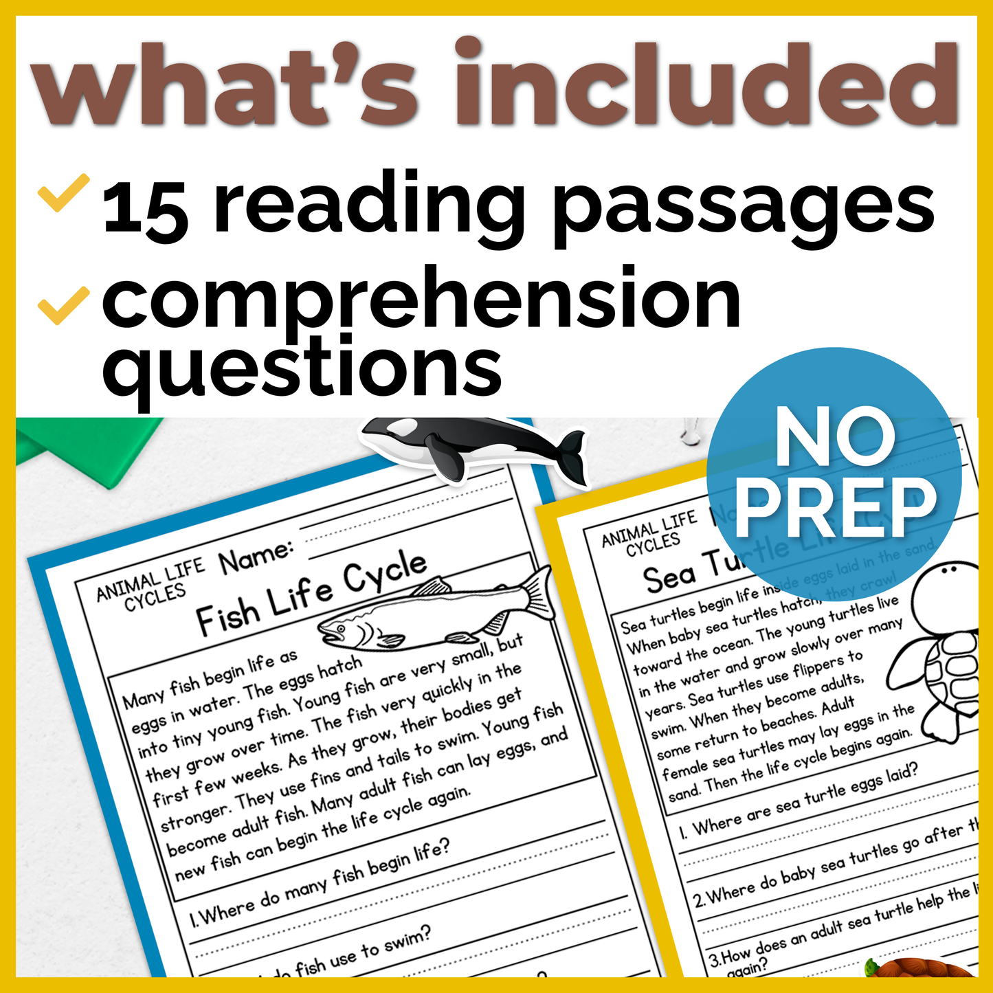 Animal Life Cycles Reading Comprehension Passages + Questions