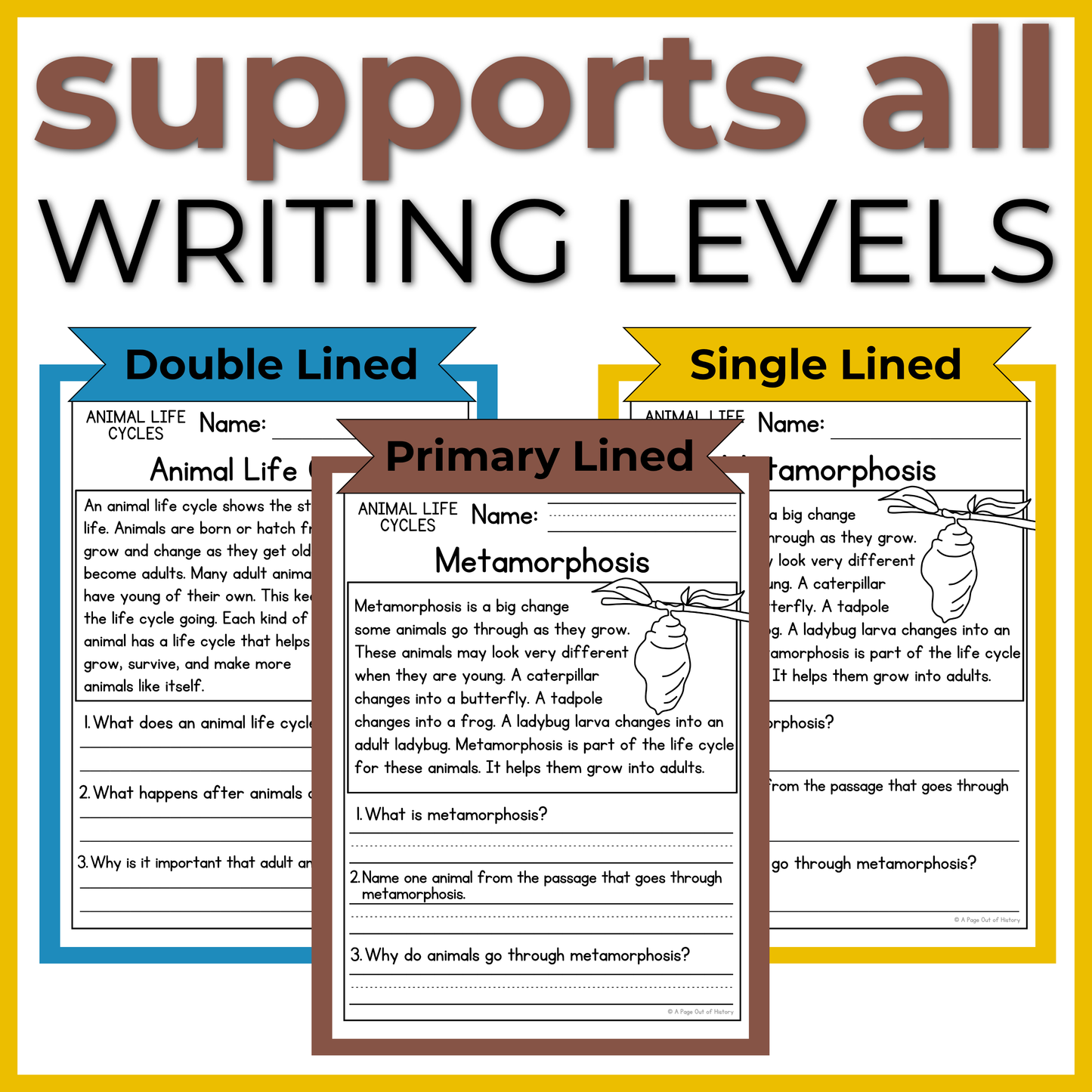 Animal Life Cycles Reading Comprehension Passages + Questions