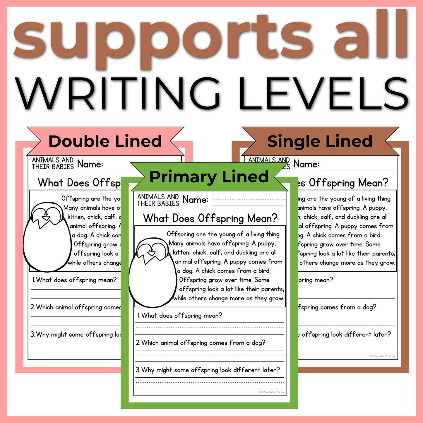 Animals & Their Babies Reading Comprehension Passages + Questions