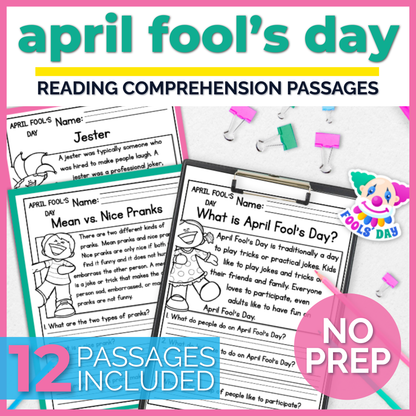 April Fools Day Reading Comprehension Passages + Questions