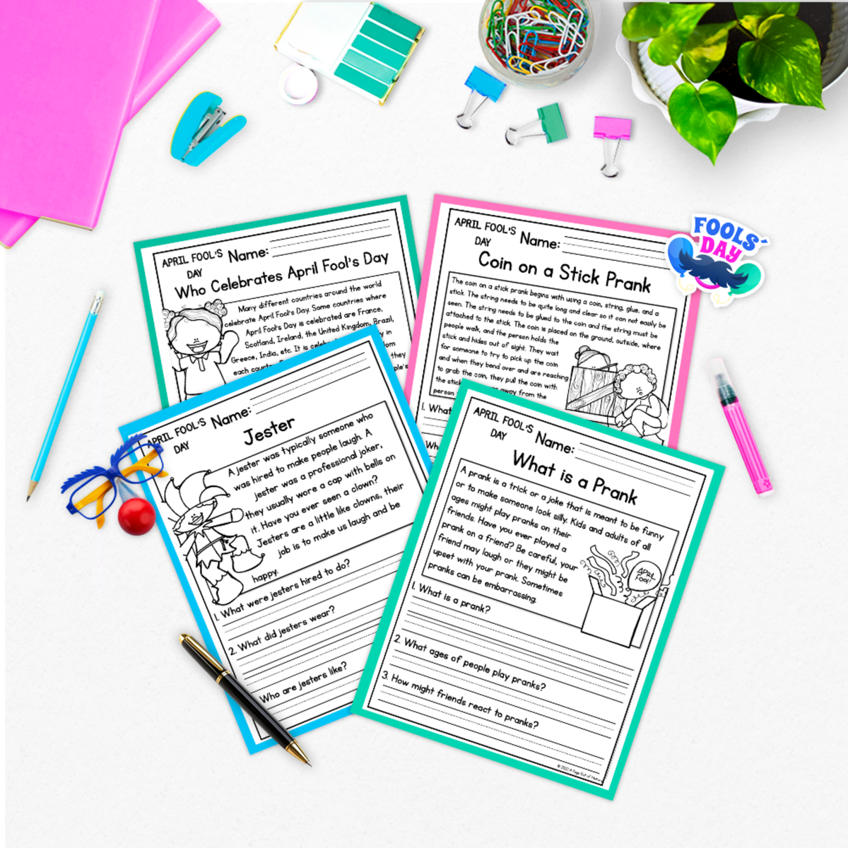April Fools Day Reading Comprehension Passages + Questions