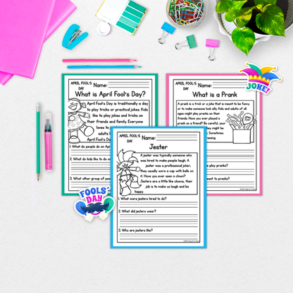 April Fools Day Reading Comprehension Passages + Questions