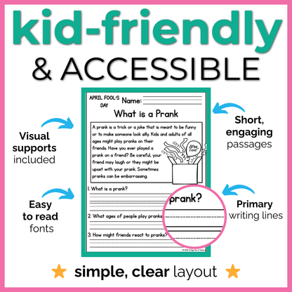 April Fools Day Reading Comprehension Passages + Questions