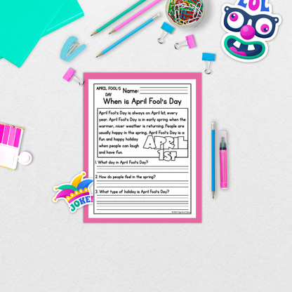 April Fools Day Reading Comprehension Passages + Questions
