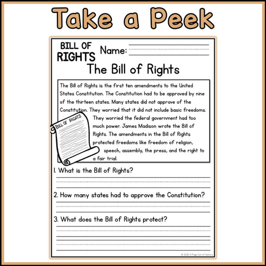 Bill of Rights Reading Comprehension Passages + Questions