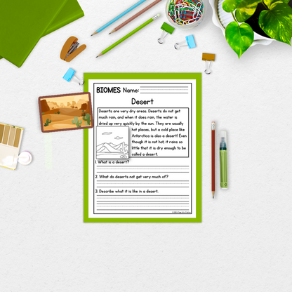 Biomes Reading Comprehension Passages + Questions