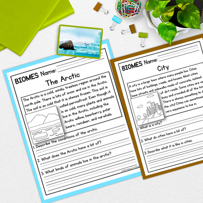 Biomes Reading Comprehension Passages + Questions