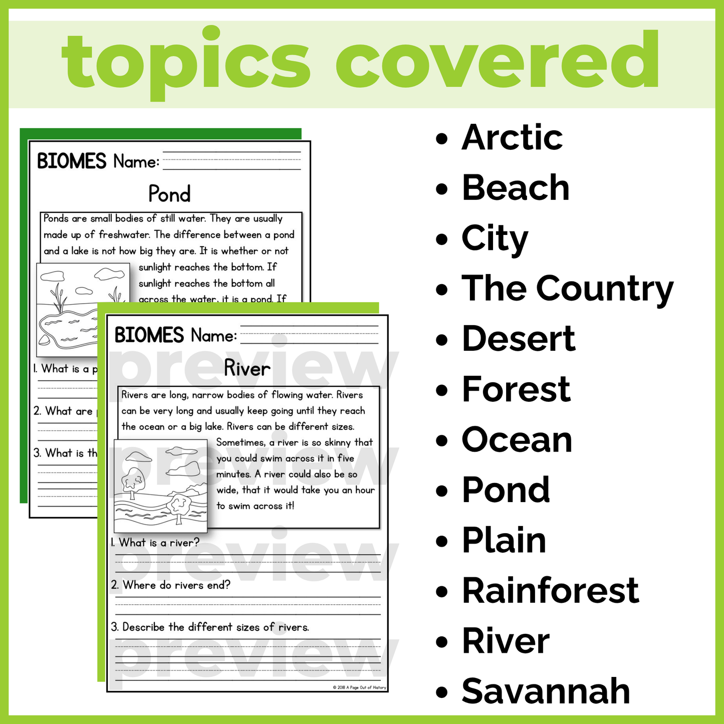 Biomes Reading Comprehension Passages + Questions