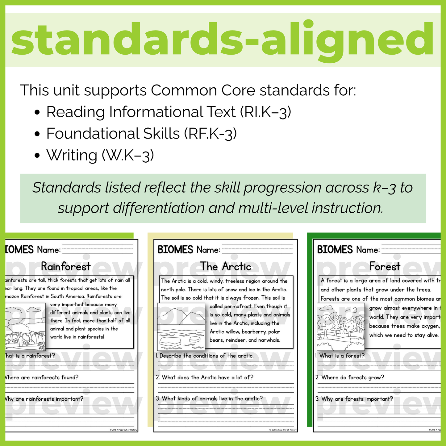 Biomes Reading Comprehension Passages + Questions
