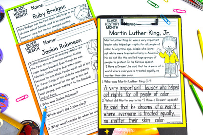 Black History Month Reading Comprehension Passages + Questions