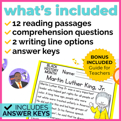 Black History Month Reading Comprehension Passages + Questions