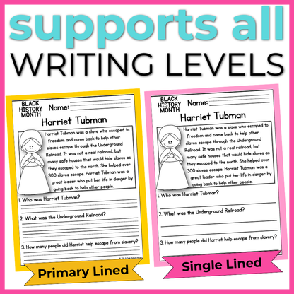 Black History Month Reading Comprehension Passages + Questions