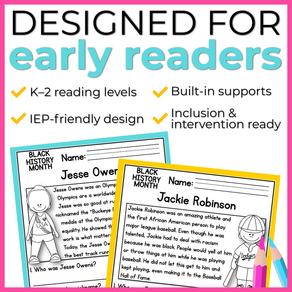 Black History Month Reading Comprehension Passages + Questions