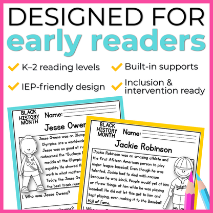 Black History Month Reading Comprehension Passages + Questions