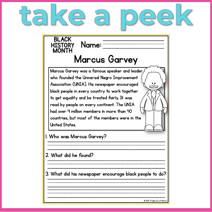 Black History Month Reading Comprehension Passages + Questions