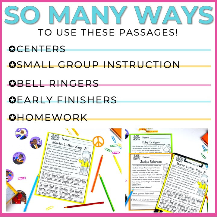 Black History Month Reading Comprehension Passages + Questions