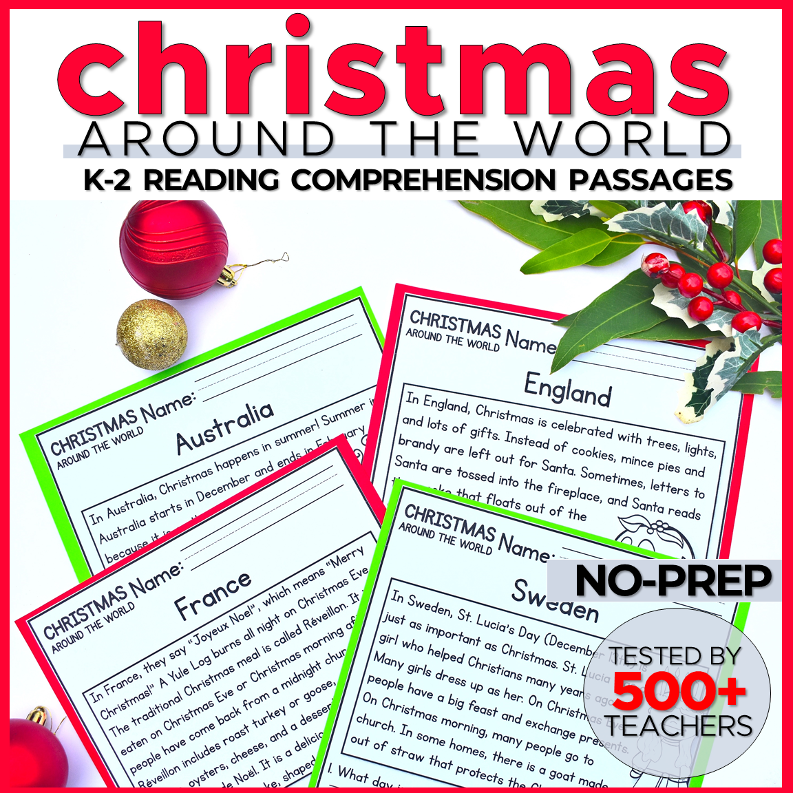 Christmas Around the World Reading Comprehension Passages + Questions
