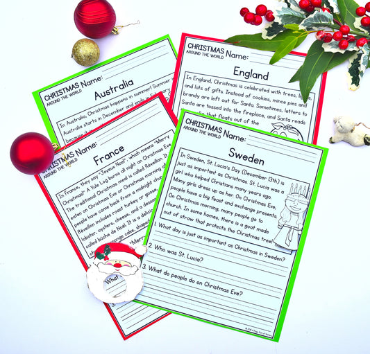 Christmas Around the World Reading Comprehension Passages + Questions