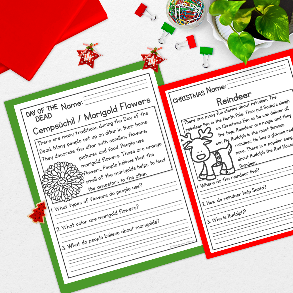 Christmas Reading Comprehension Passages + Questions