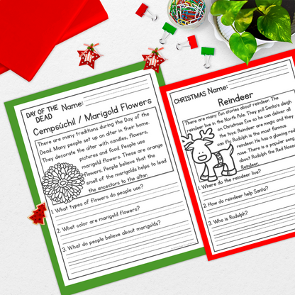 Christmas Reading Comprehension Passages + Questions