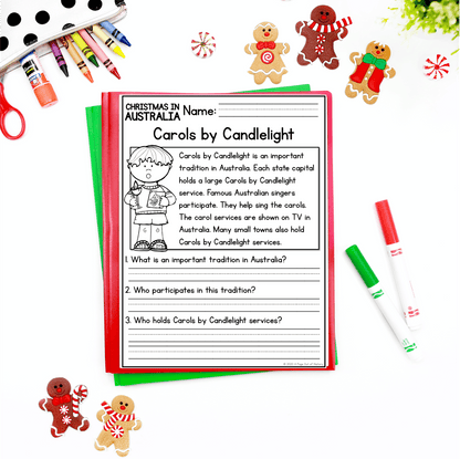 Christmas in Australia Reading Comprehension Passages + Questions