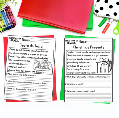 Christmas in Brazil Reading Comprehension Passages + Questions