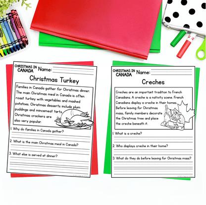 Christmas in Canada Reading Comprehension Passages + Questions