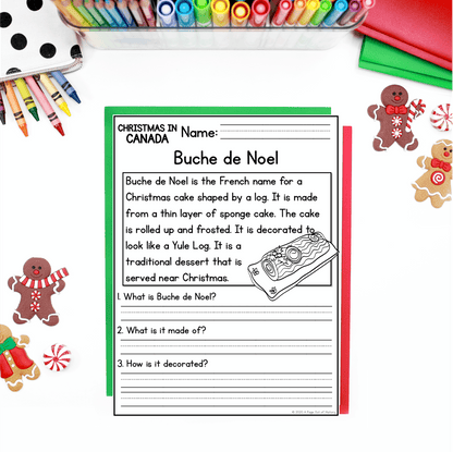 Christmas in Canada Reading Comprehension Passages + Questions