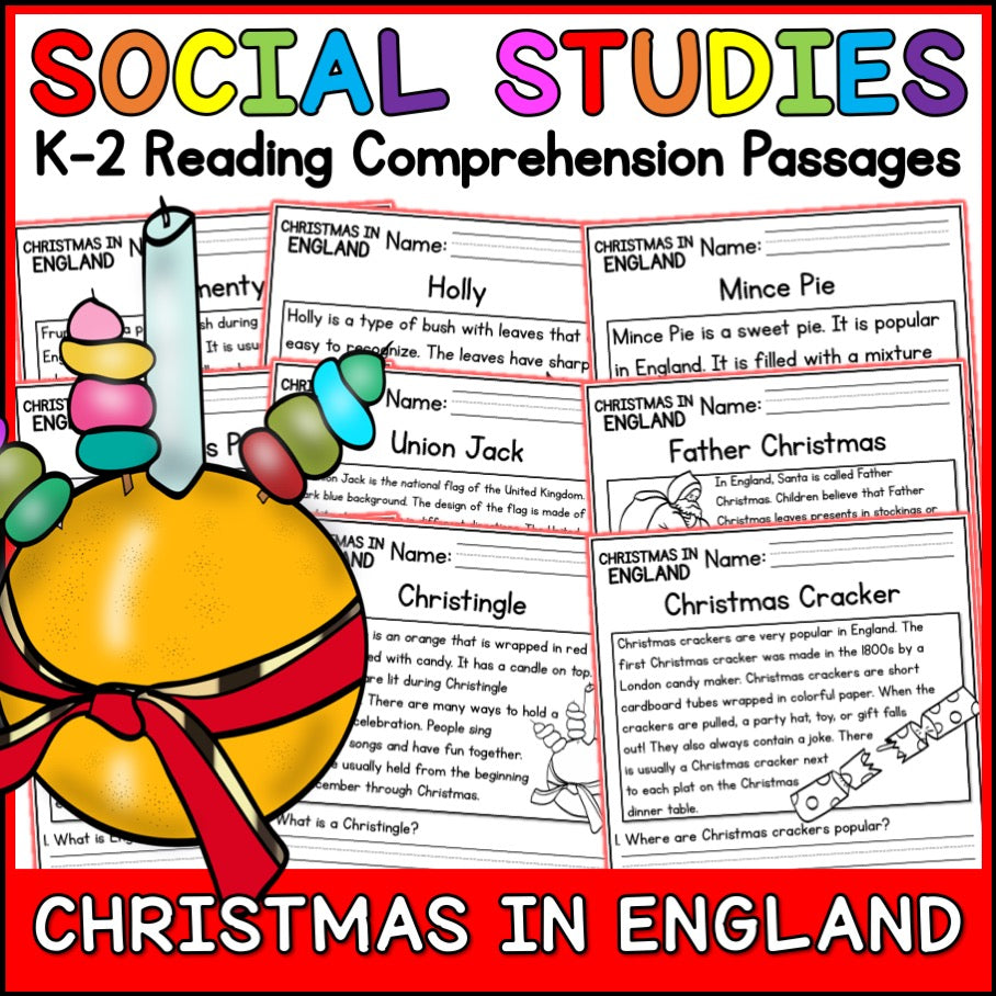Christmas in England Reading Comprehension Passages + Questions