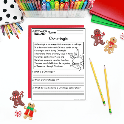 Christmas in England Reading Comprehension Passages + Questions