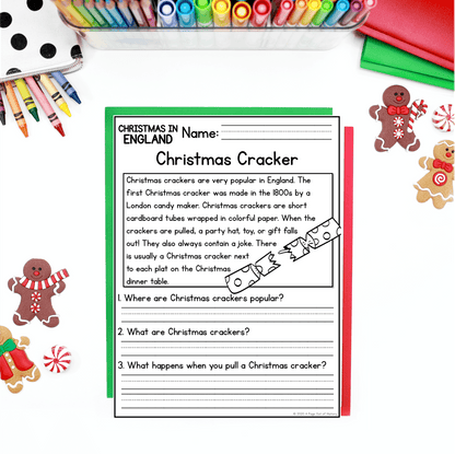 Christmas in England Reading Comprehension Passages + Questions