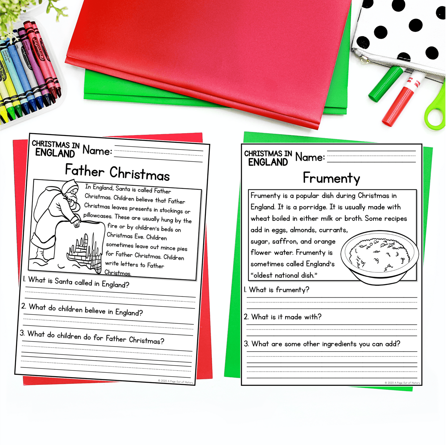 Christmas in England Reading Comprehension Passages + Questions