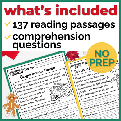 Christmas in Europe Reading Comprehension Passages + Questions