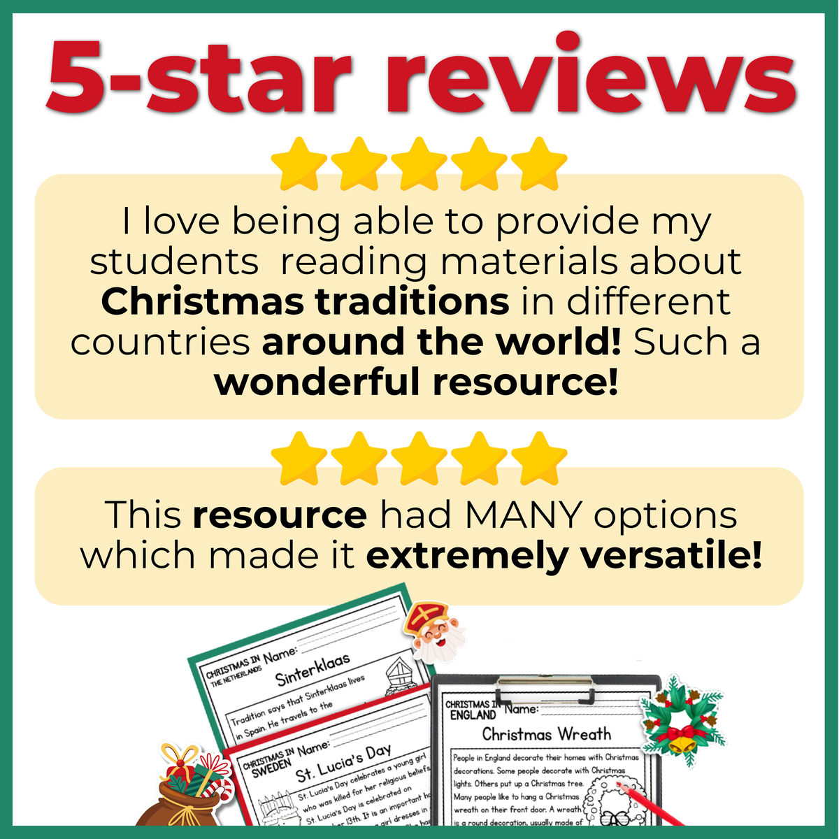 Christmas in Europe Reading Comprehension Passages + Questions