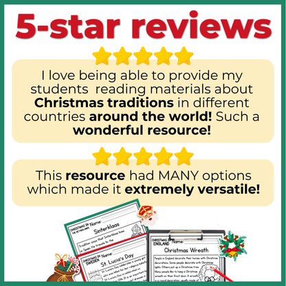 Christmas in Europe Reading Comprehension Passages + Questions