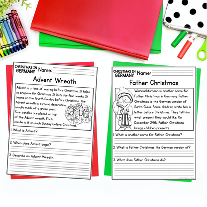 Christmas in Germany Reading Comprehension Passages + Questions