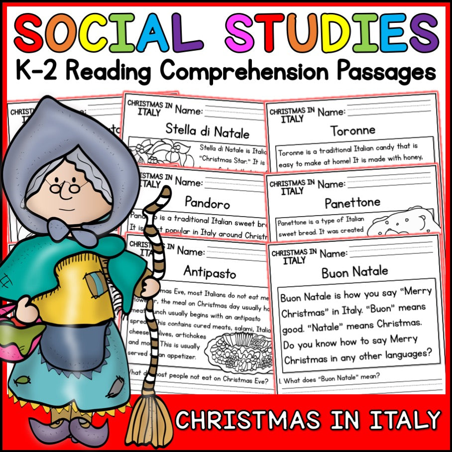 Christmas in Italy Reading Comprehension Passages + Questions