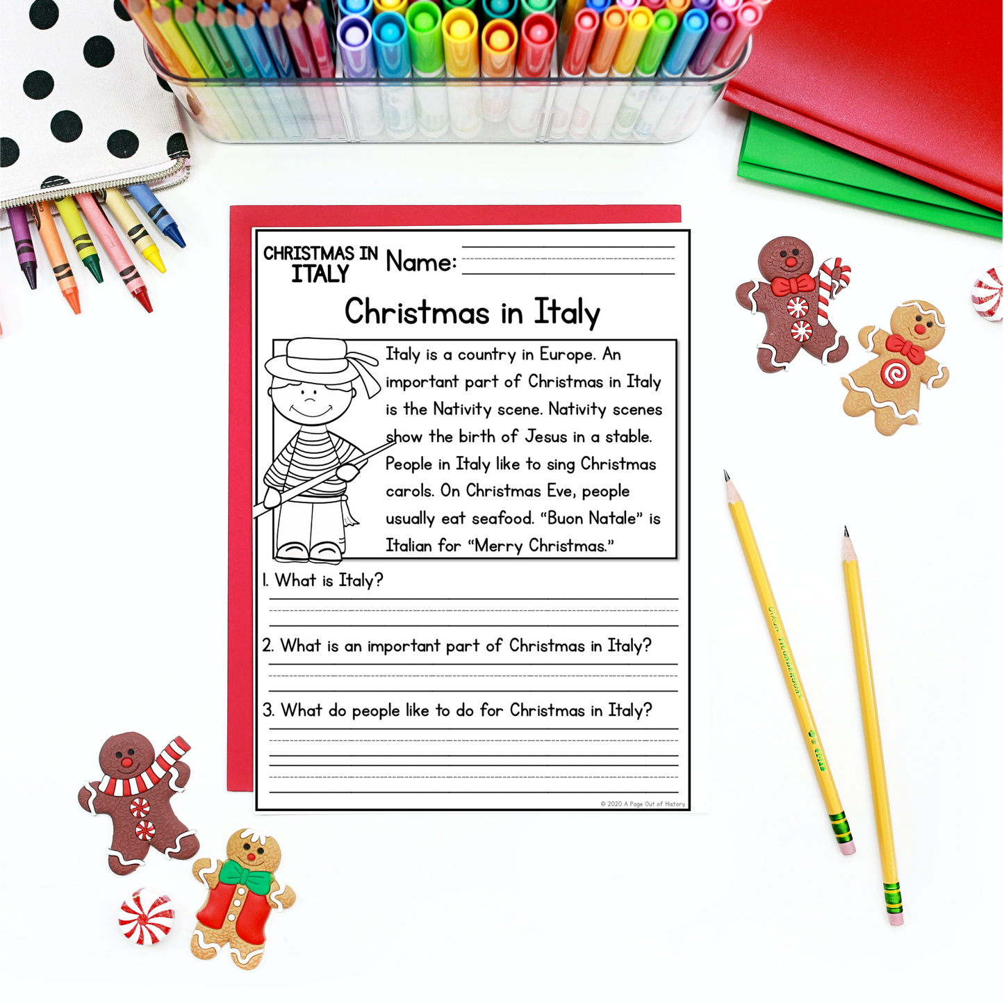 Christmas in Italy Reading Comprehension Passages + Questions