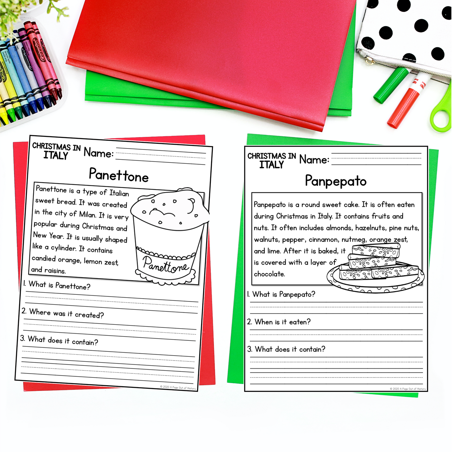 Christmas in Italy Reading Comprehension Passages + Questions