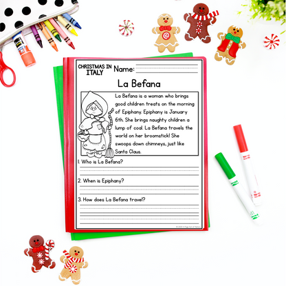 Christmas in Italy Reading Comprehension Passages + Questions
