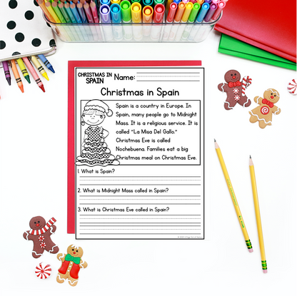 Christmas in Spain Reading Comprehension Passages + Questions