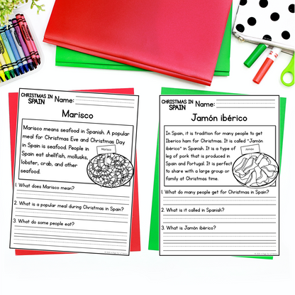 Christmas in Spain Reading Comprehension Passages + Questions