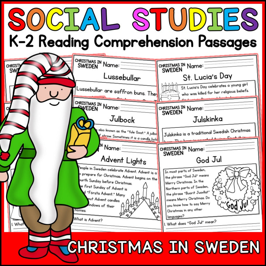 Christmas in Sweden Reading Comprehension Passages + Questions